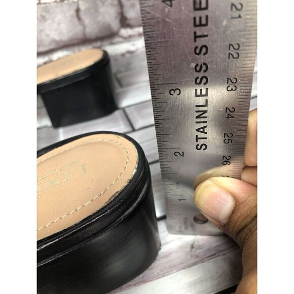 Lewit Black Leather Slip On Block Heel Mules Dress Shoes Women’s Sz 37.5EU/7M US - Picture 10 of 16